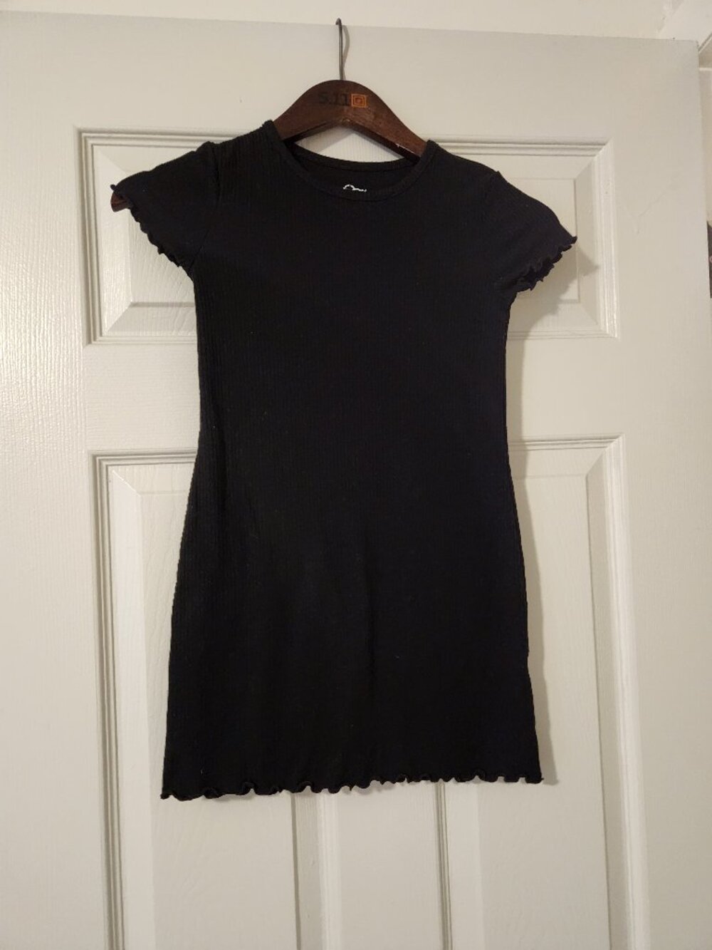 Art Class Girls Black Ribbed Dress Size S 6/7 Short Sleeve Stretch Dress